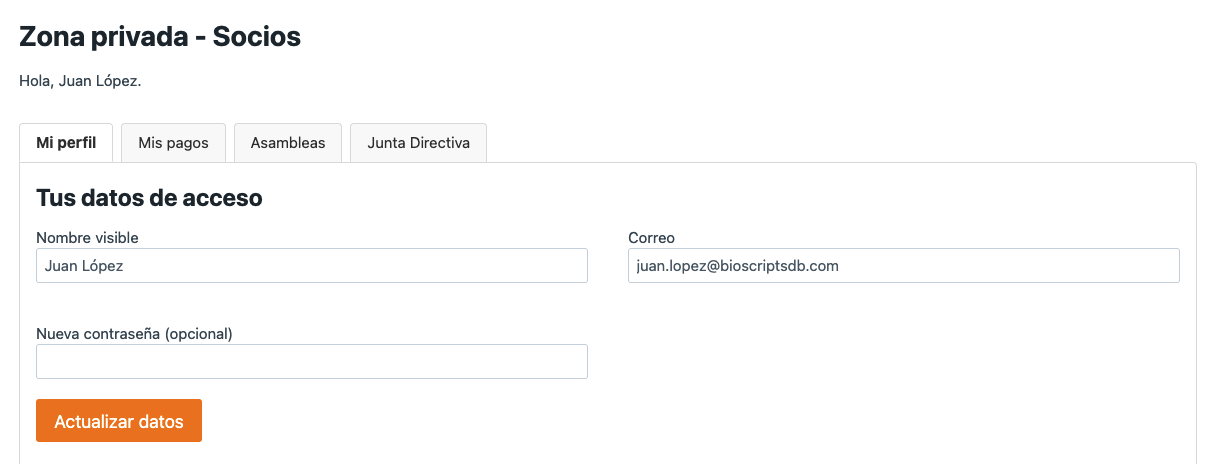 Edición de datos de acceso