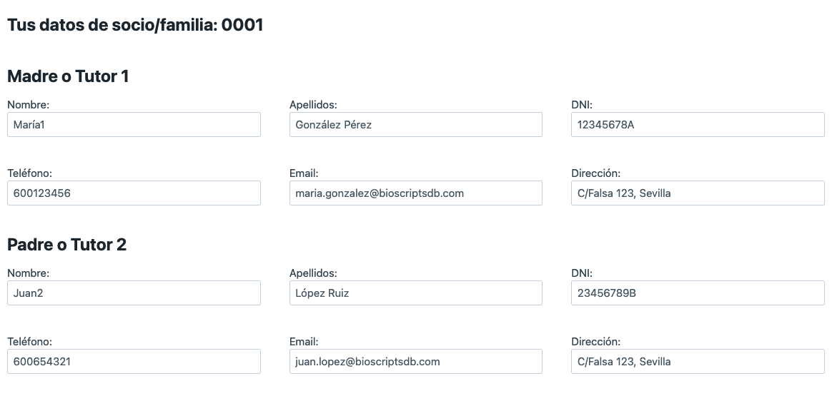 Edición de datos de familia
